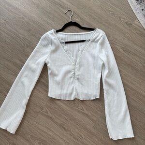 Commense lace detail long sleeve top cropped fit